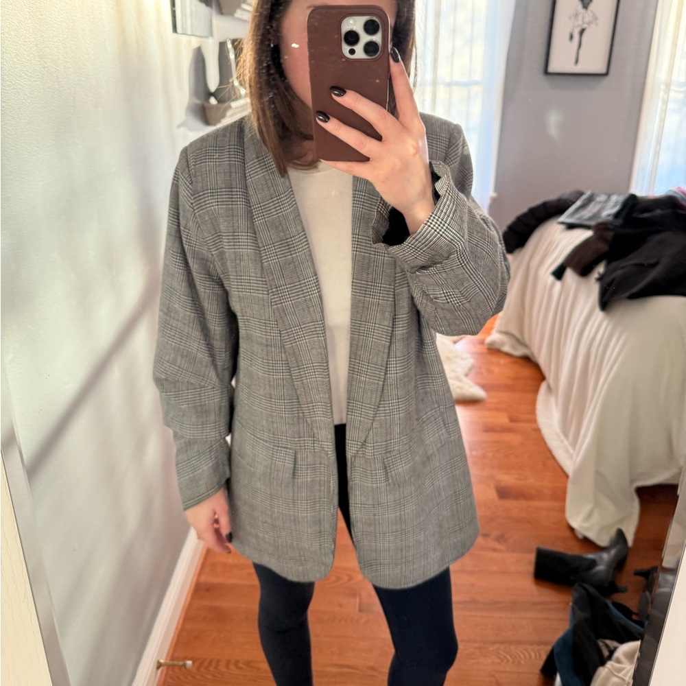 Plaid oversized blazer